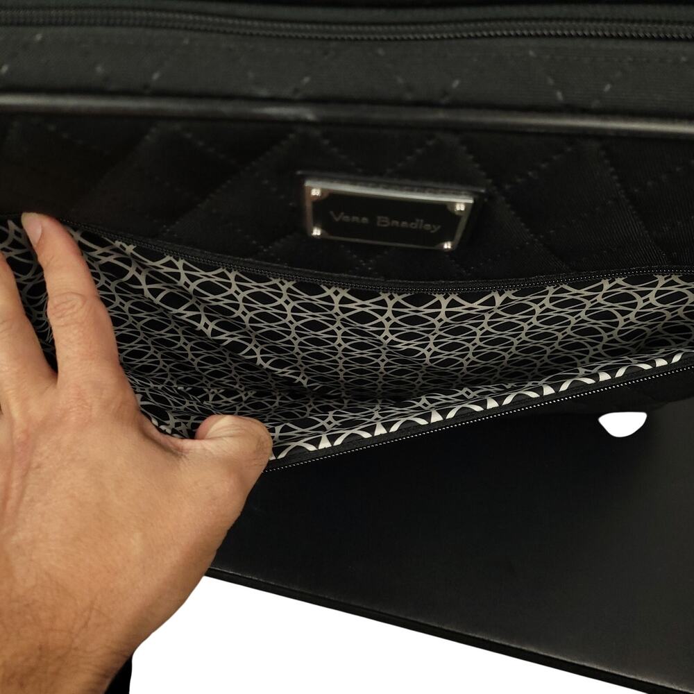 Vera Bradley Quilted Rolling Carry On Travel Bag Luggage Suitcase Black - Picture 5 of 16